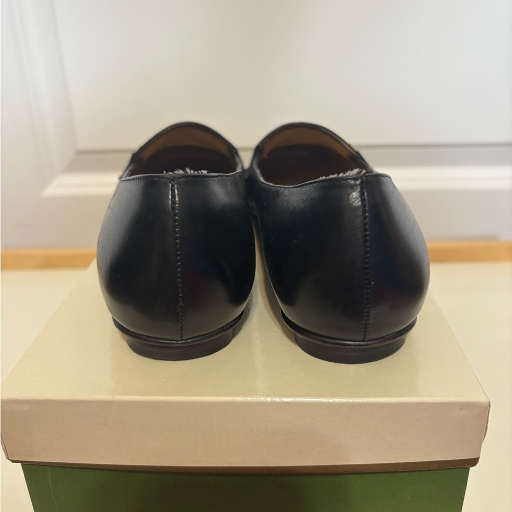 kate spade Courtney Black Leather Loafers with Gold Chain Accent - Picture 4 of 11